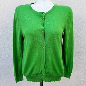 August Silk bright green classic cardigan